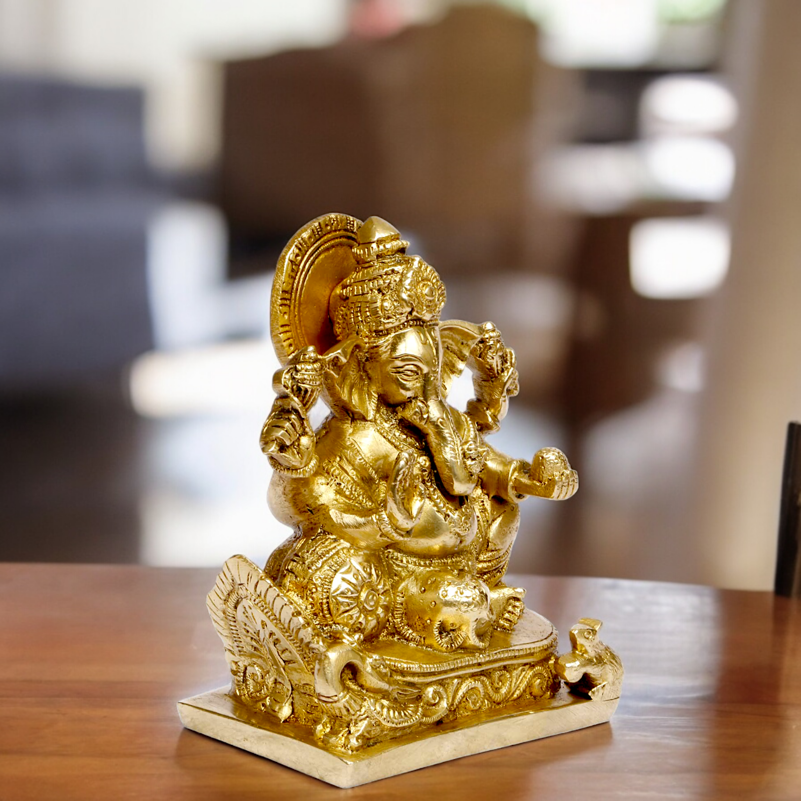 Solid Brass Ganpati Ganesha idol - 5.5 inches Nikuressence