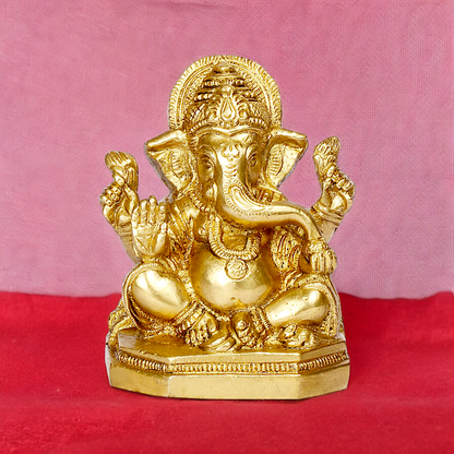 Shop Ganpati Ganesha solid brass idol - 4 inches Nikuressence