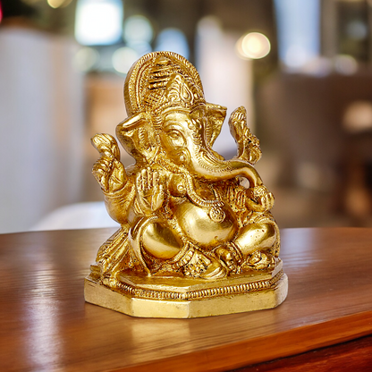 Shop Ganpati Ganesha solid brass idol - 4 inches Nikuressence