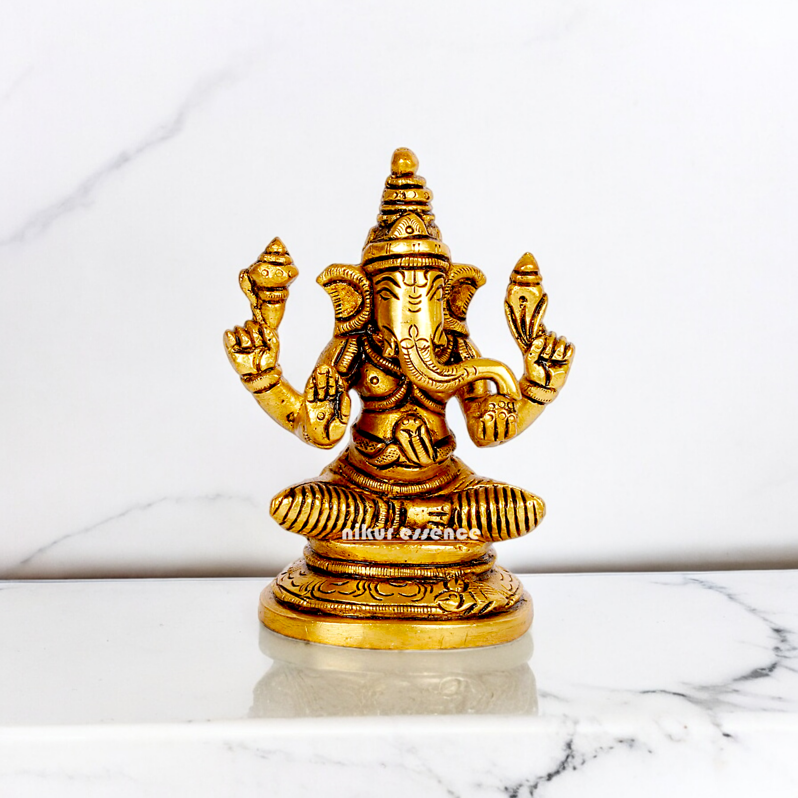 Shop Ganesh Ganpati murti Solid brass idol - 3.5 inches Nikuressence