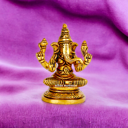 Shop Ganesh Ganpati murti Solid brass idol - 3.5 inches Nikuressence