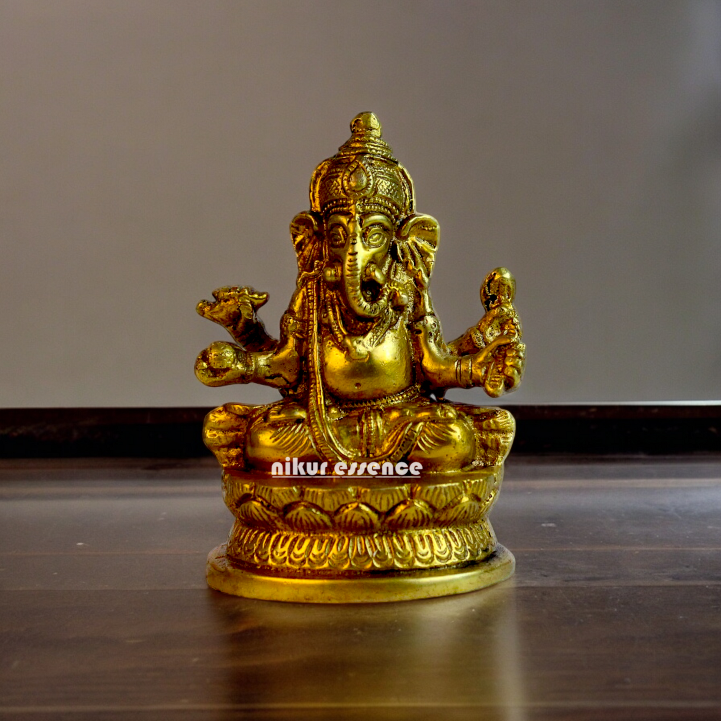 Solid Brass Ganesh Vinayaka murti idol - 5 inches Nikuressence