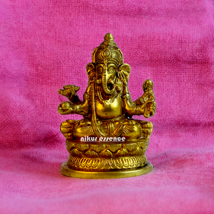Solid Brass Ganesh Vinayaka murti idol - 5 inches Nikuressence