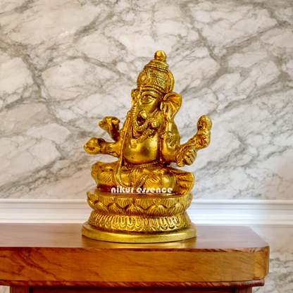 Solid Brass Ganesh Vinayaka murti idol - 5 inches Nikuressence