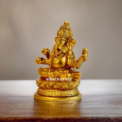 Solid Brass Ganesh Vinayaka murti idol - 5 inches Nikuressence