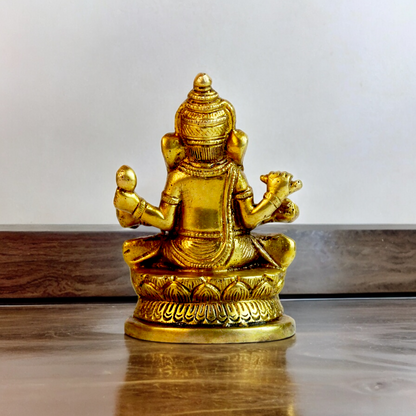 Solid Brass Ganesh Vinayaka murti idol - 5 inches Nikuressence