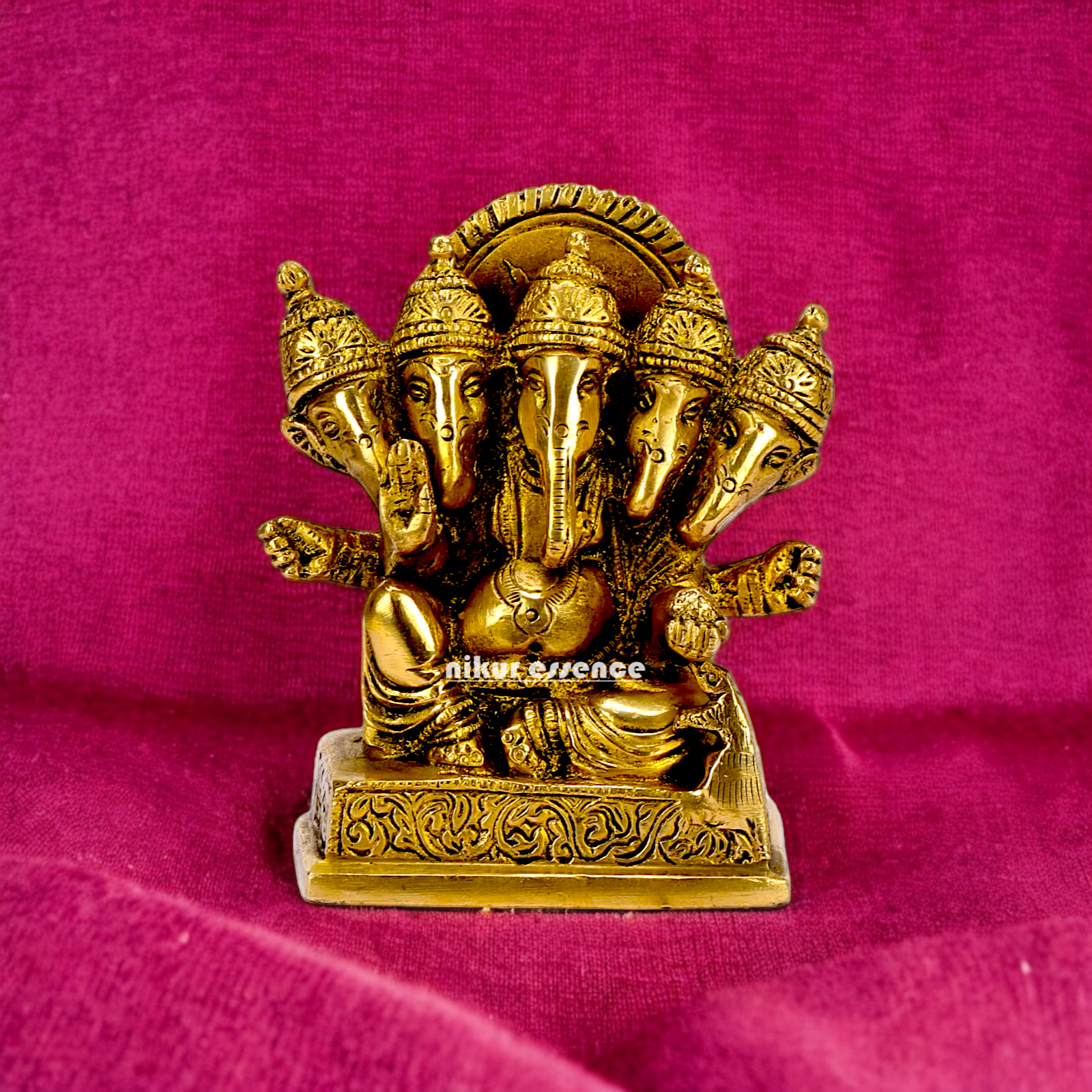 Lord Ganesha Ganpati panchmukhi Brass statue - 4.5 inches Nikuressence
