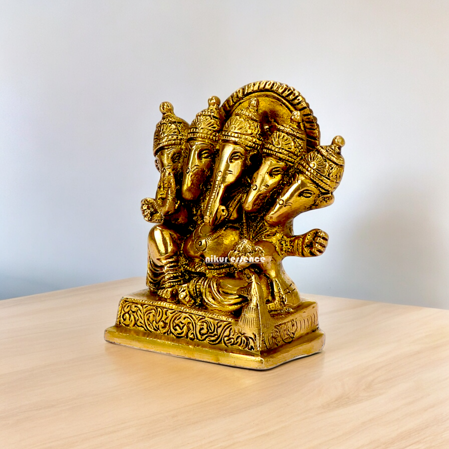 Lord Ganesha Ganpati panchmukhi Brass statue - 4.5 inches Nikuressence