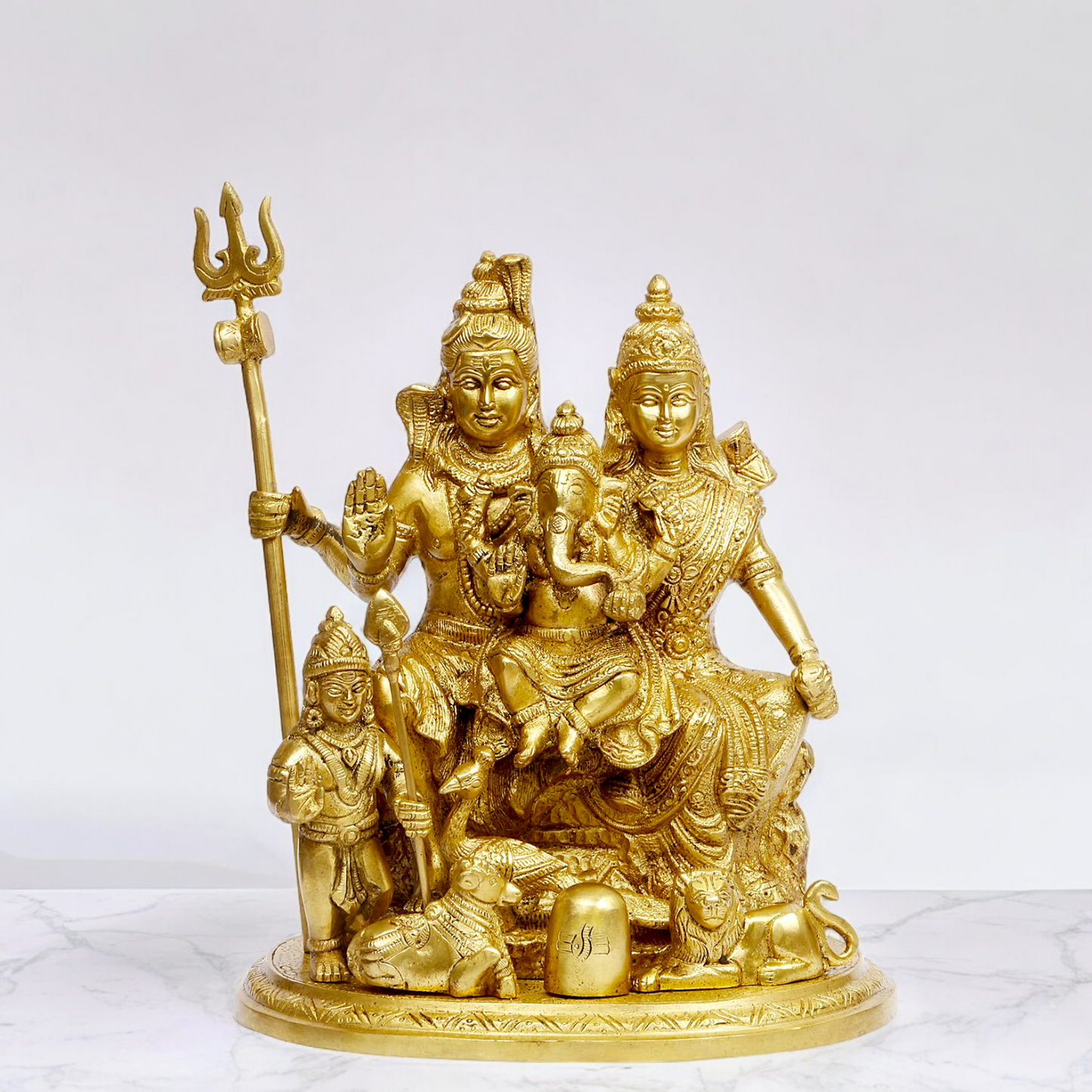 Solid Brass Shiva Parivar shiv family idol - 9 inches Nikuressence
