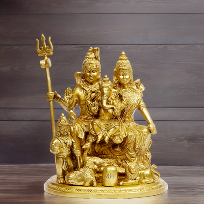 Solid Brass Shiva Parivar shiv family idol - 9 inches Nikuressence