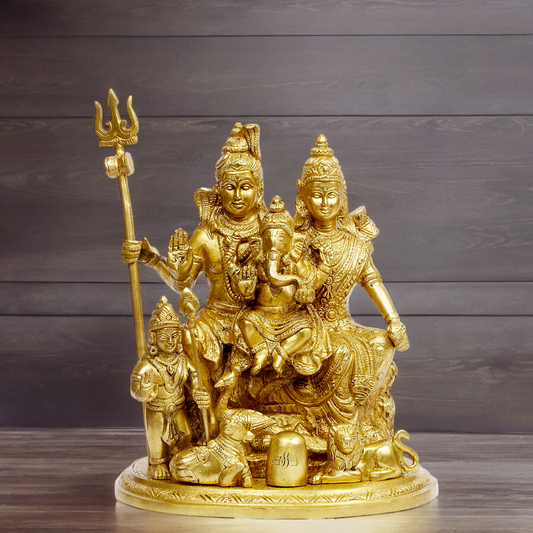 Solid Brass Shiva Parivar shiv family idol - 9 inches Nikuressence