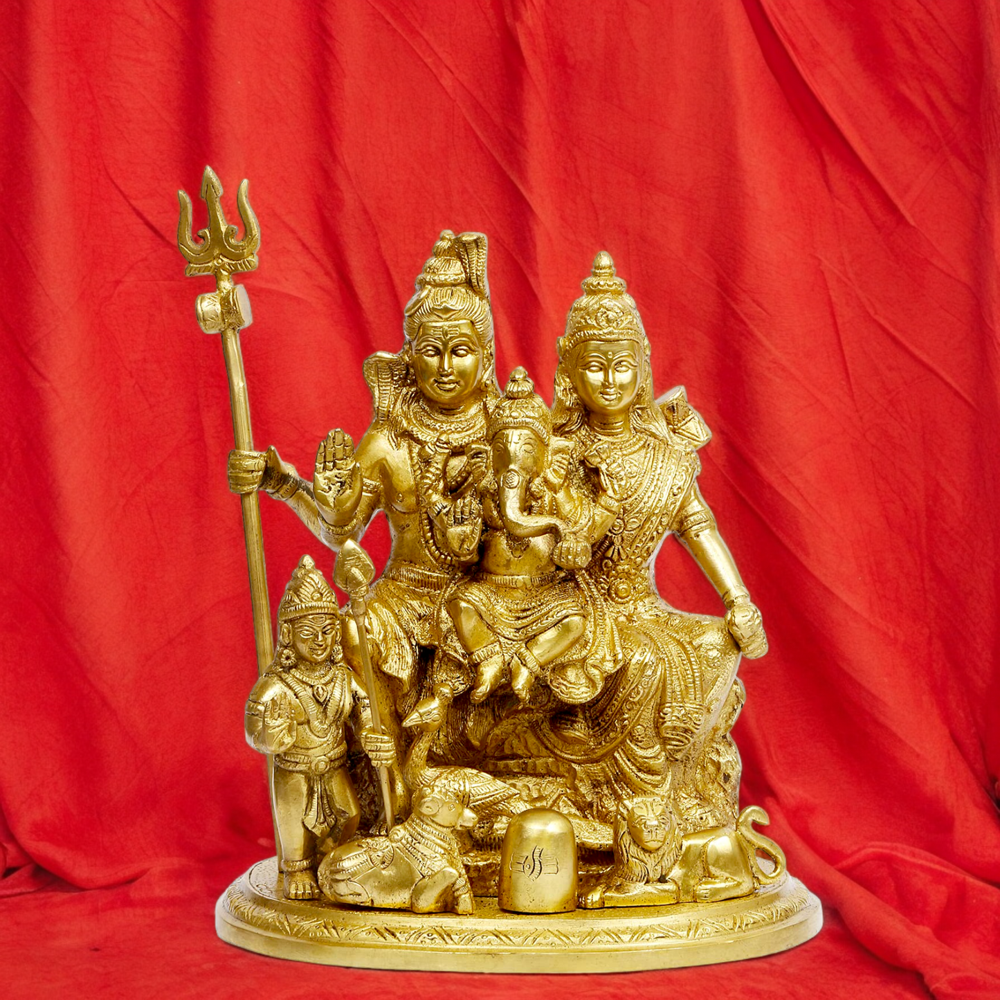 Solid Brass Shiva Parivar shiv family idol - 9 inches Nikuressence