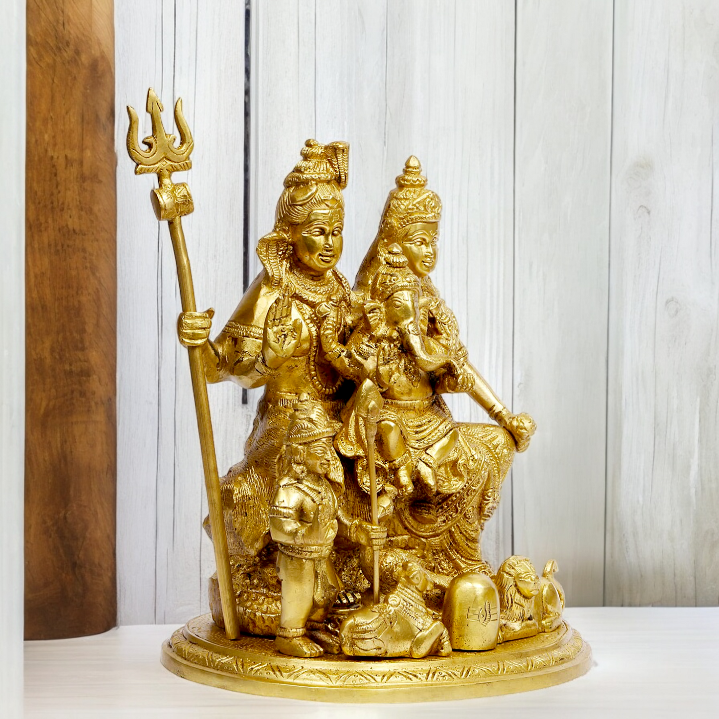 Solid Brass Shiva Parivar shiv family idol - 9 inches Nikuressence