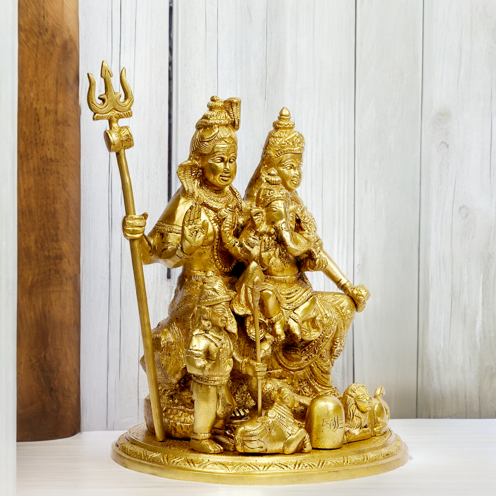 Solid Brass Shiva Parivar shiv family idol - 9 inches Nikuressence