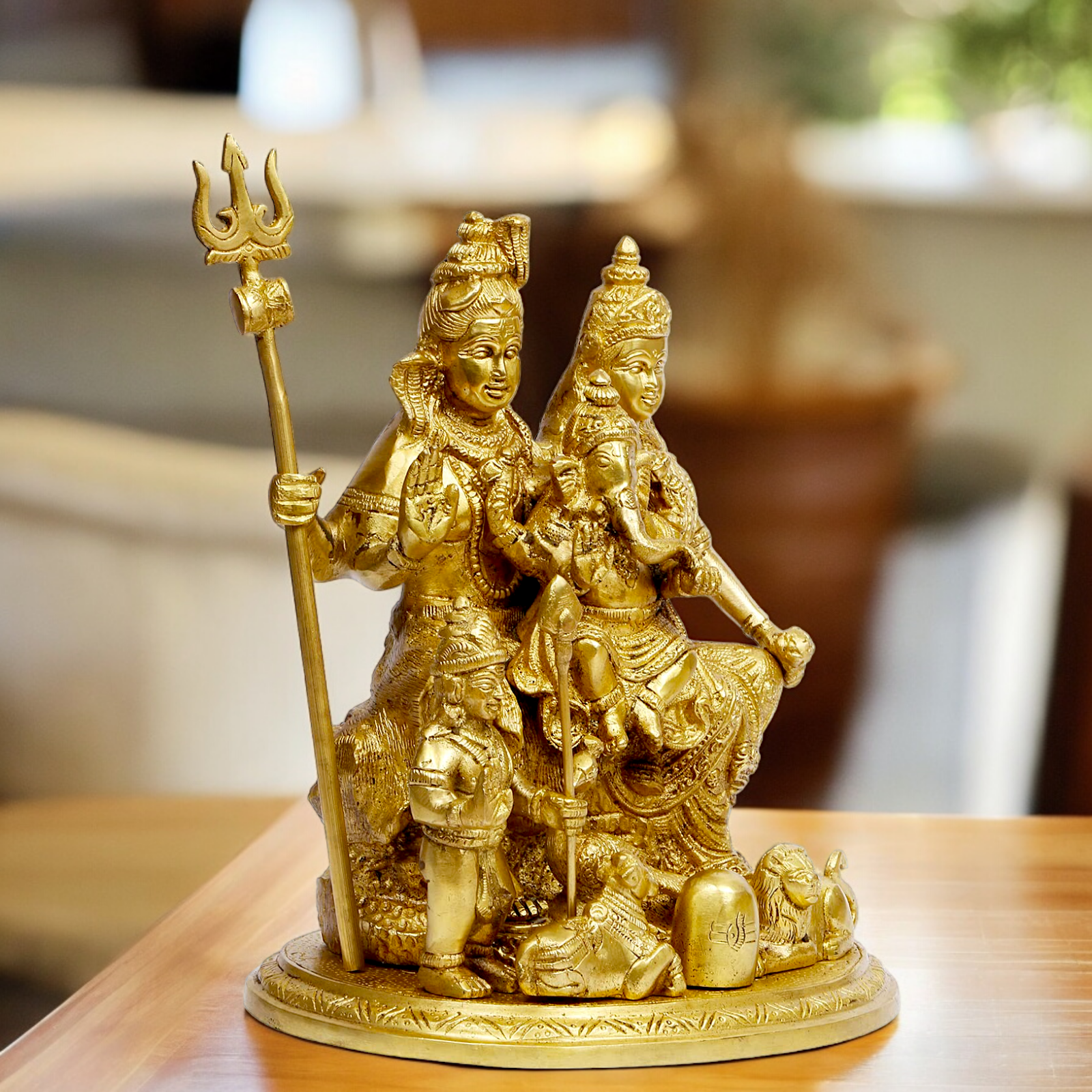 Solid Brass Shiva Parivar shiv family idol - 9 inches Nikuressence
