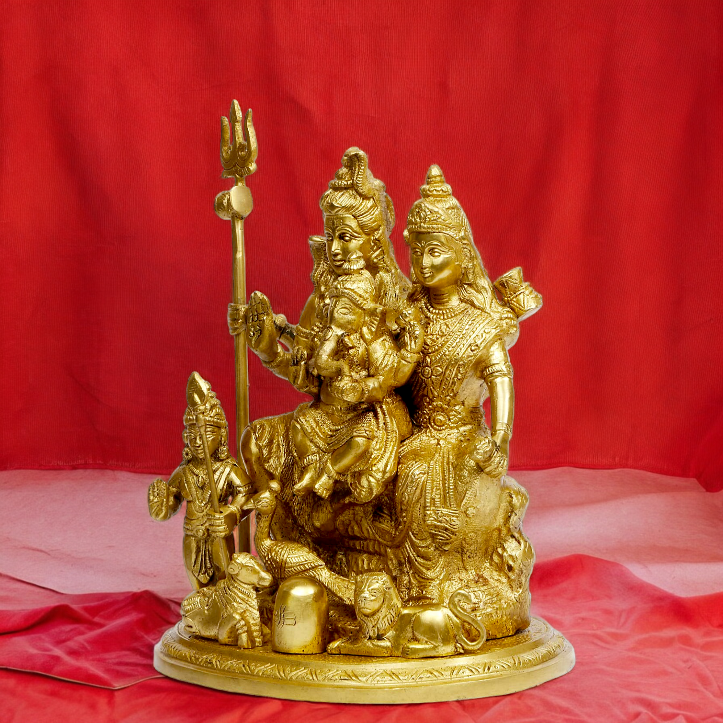 Solid Brass Shiva Parivar shiv family idol - 9 inches Nikuressence