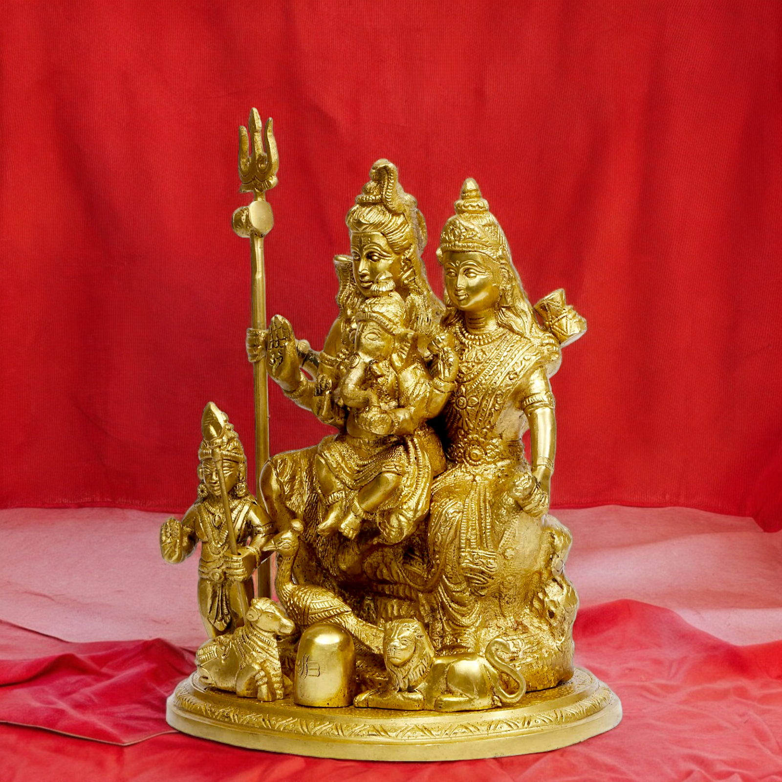 Solid Brass Shiva Parivar shiv family idol - 9 inches Nikuressence