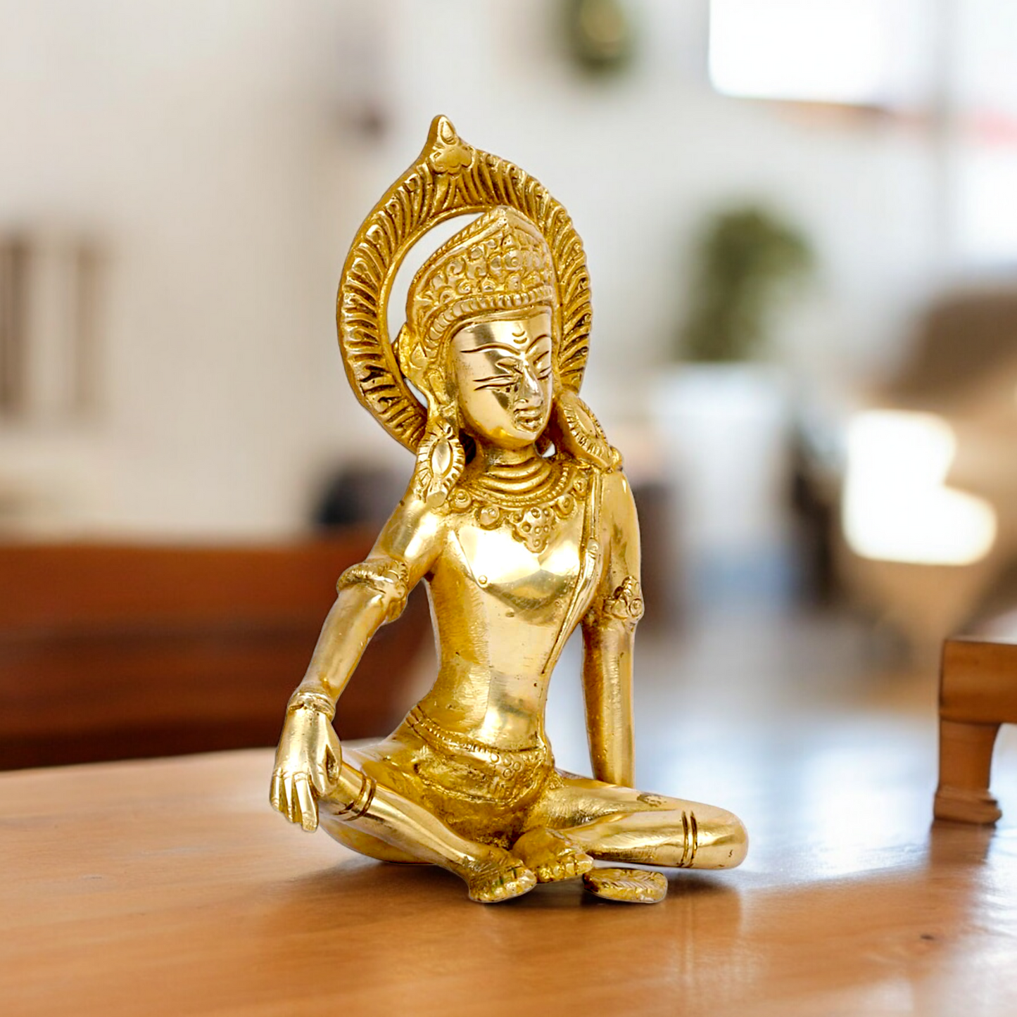 Lord Indra Dev Solid Brass idol - 7 inches Nikuressence