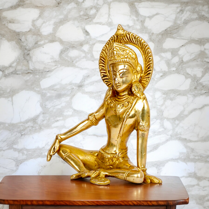 Lord Indra Dev Solid Brass idol - 7 inches Nikuressence