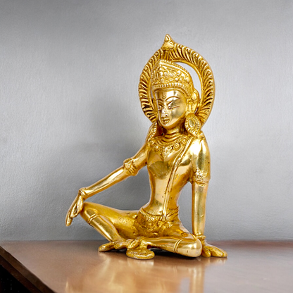 Lord Indra Dev Solid Brass idol - 7 inches Nikuressence
