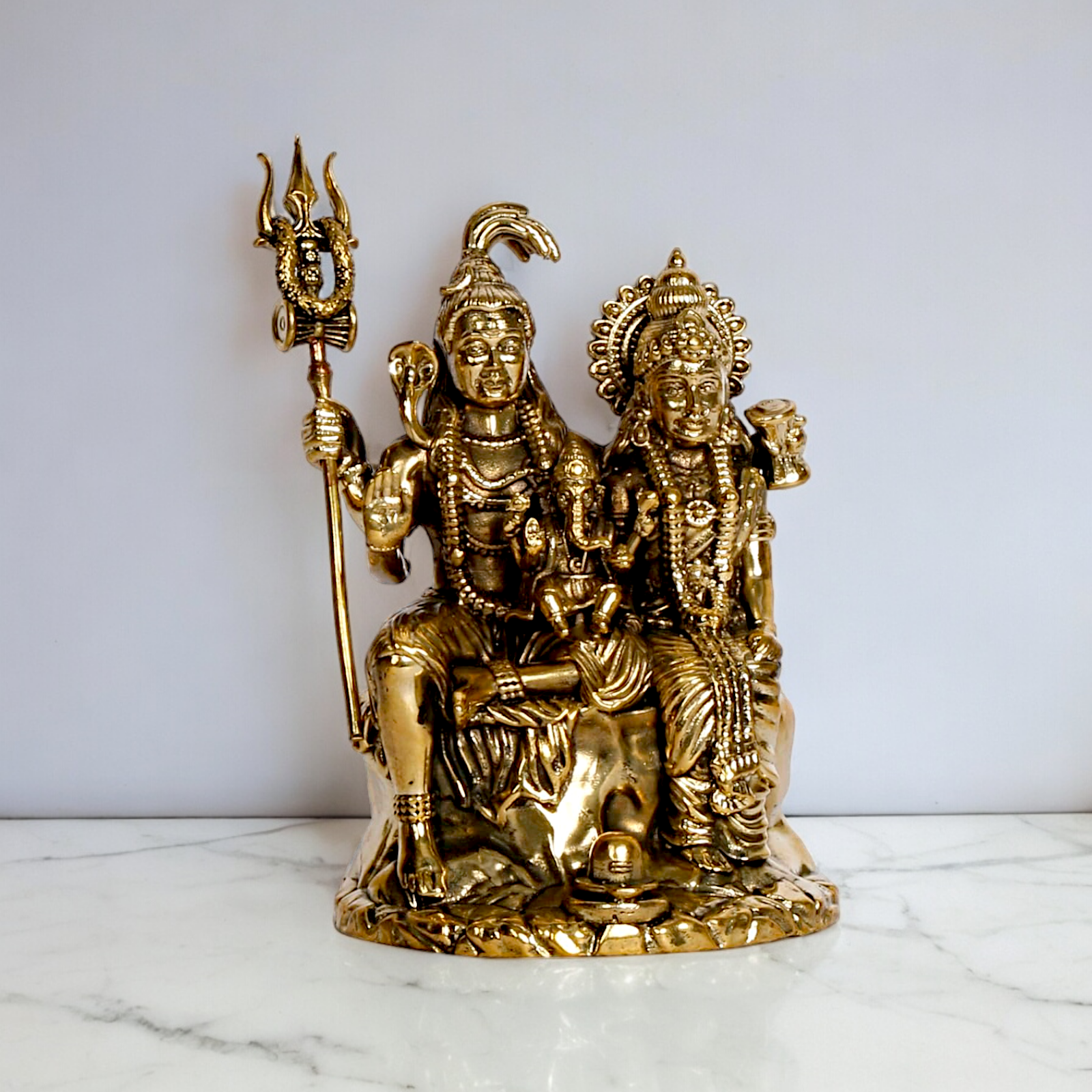 Buy Shiva Parivar Mahadev Family solid brass idol - 4 inches Nikuressence