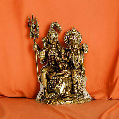 Buy Shiva Parivar Mahadev Family solid brass idol - 4 inches Nikuressence