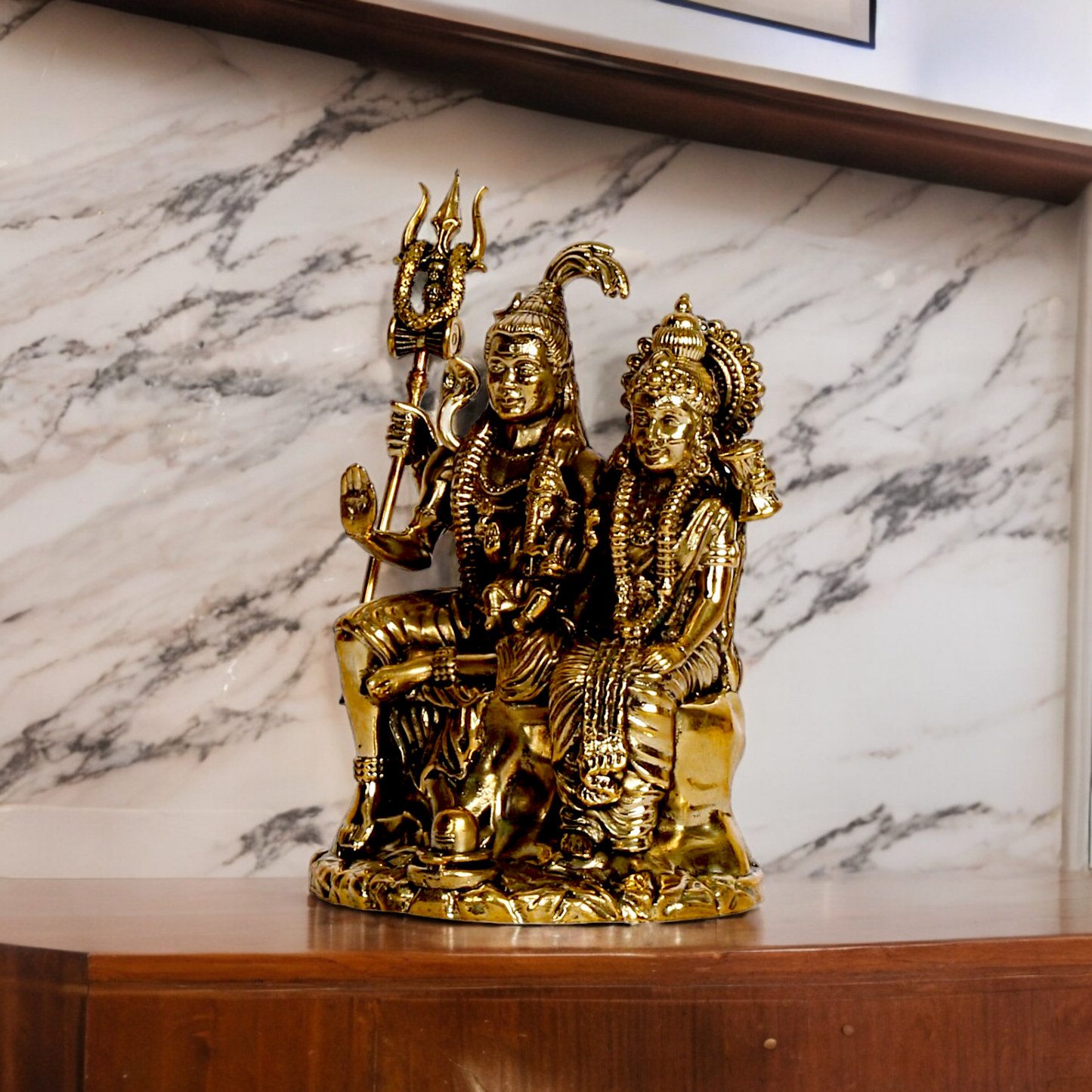 Buy Shiva Parivar Mahadev Family solid brass idol - 4 inches Nikuressence