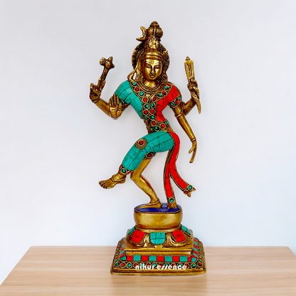 Large Ardhanarishvara Ardhnarishwar Brass with Stone work idol - 12 inches Nikuressence