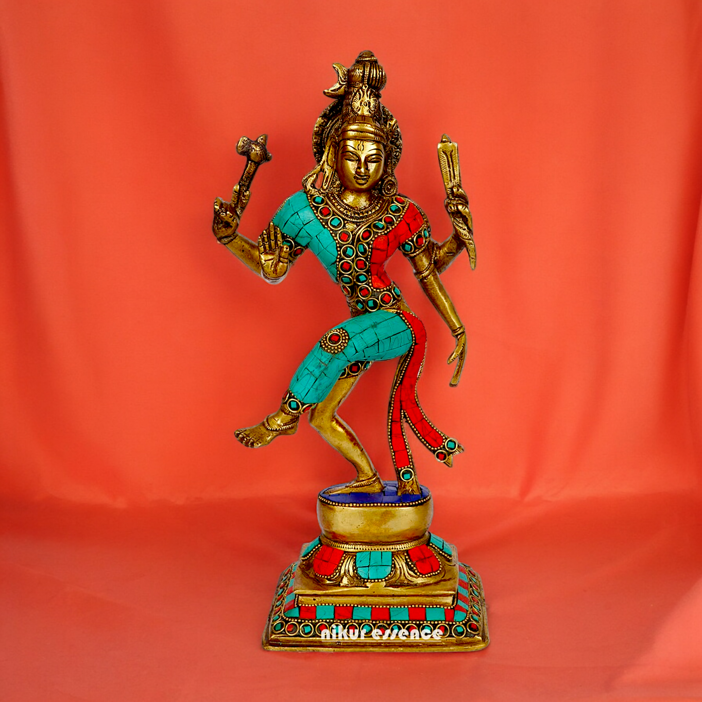 Large Ardhanarishvara Ardhnarishwar Brass with Stone work idol - 12 inches Nikuressence