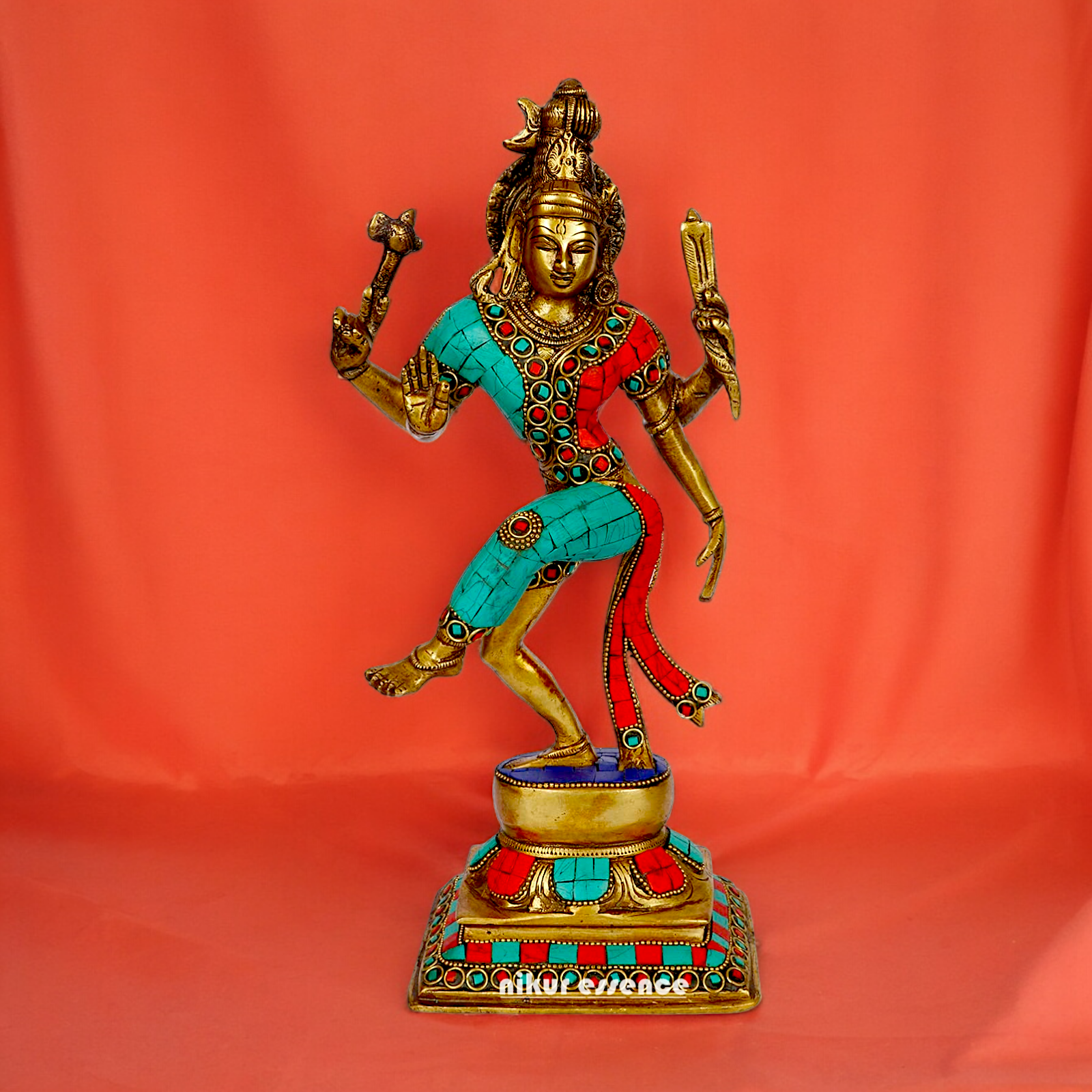Large Ardhanarishvara Ardhnarishwar Brass with Stone work idol - 12 inches Nikuressence
