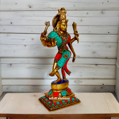 Large Ardhanarishvara Ardhnarishwar Brass with Stone work idol - 12 inches Nikuressence