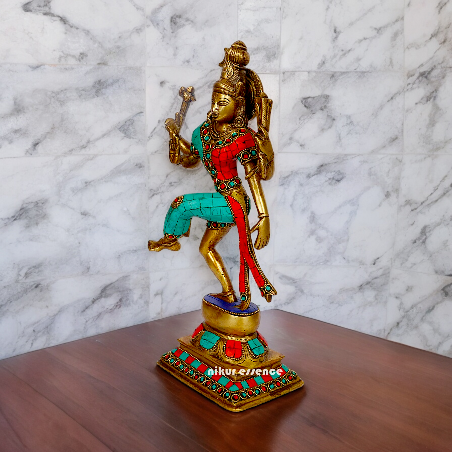 Large Ardhanarishvara Ardhnarishwar Brass with Stone work idol - 12 inches Nikuressence
