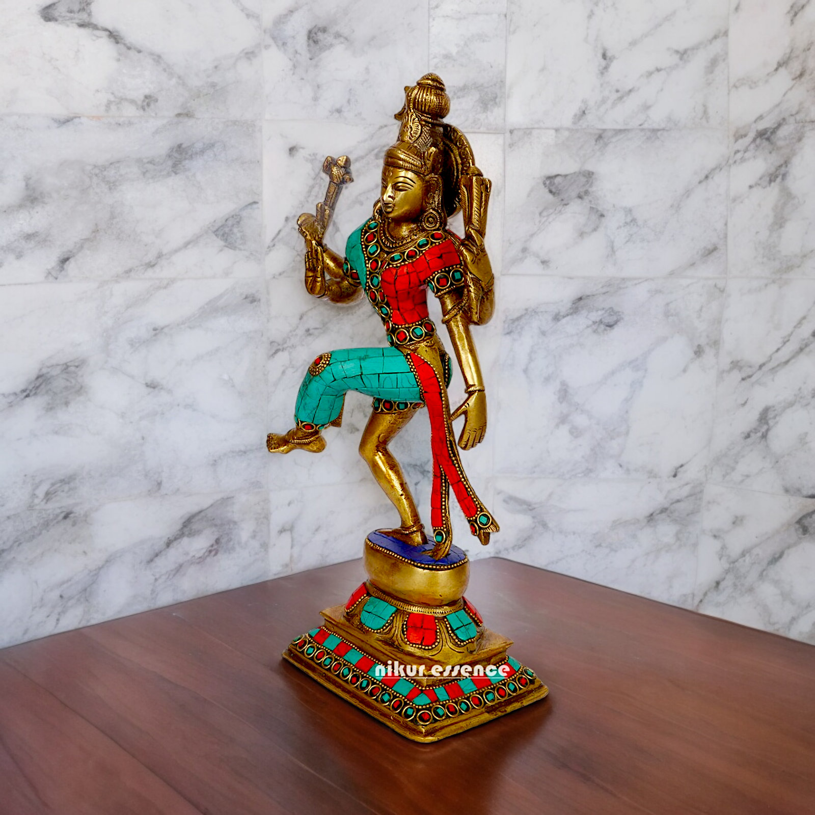Large Ardhanarishvara Ardhnarishwar Brass with Stone work idol - 12 inches Nikuressence