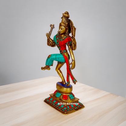 Large Ardhanarishvara Ardhnarishwar Brass with Stone work idol - 12 inches Nikuressence
