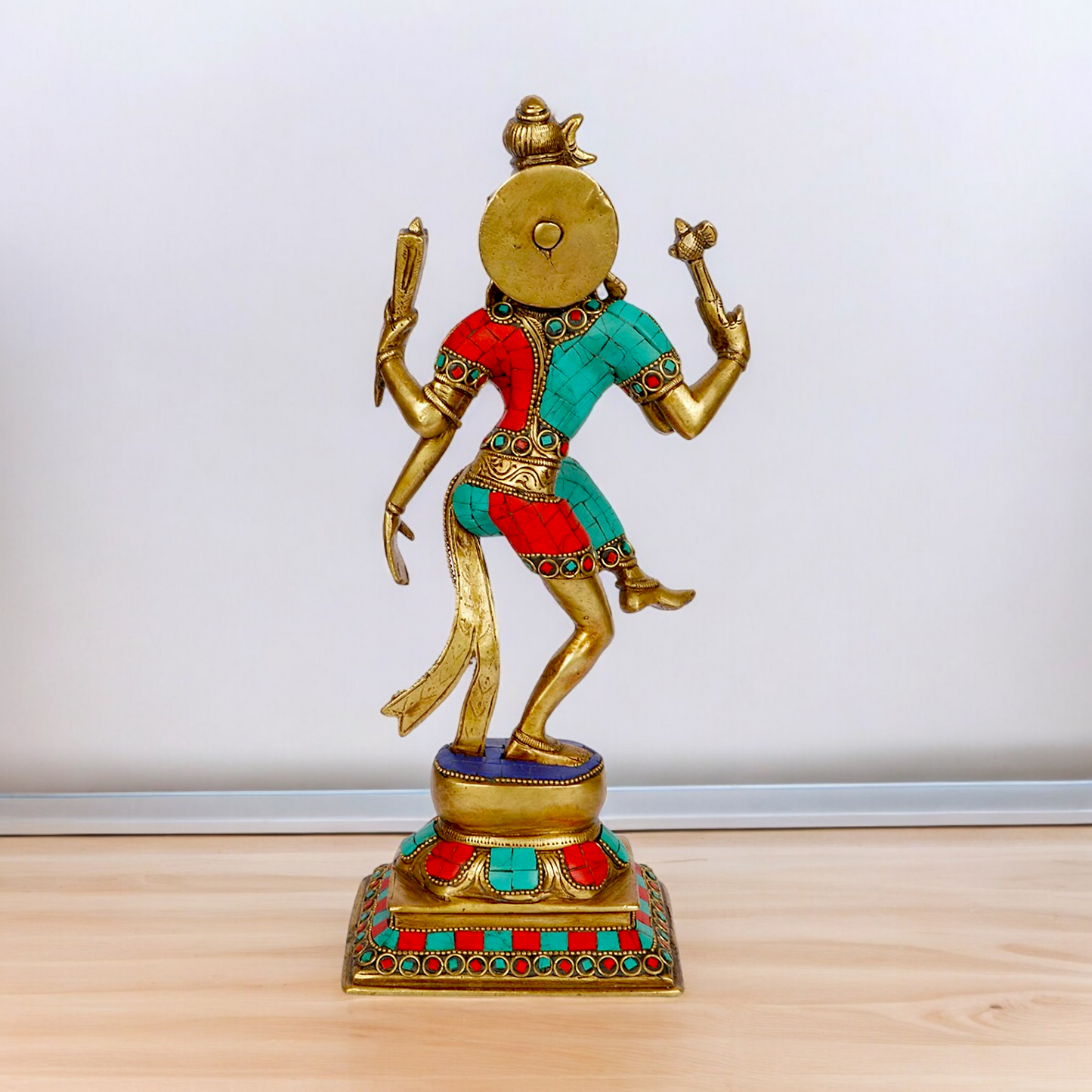 Large Ardhanarishvara Ardhnarishwar Brass with Stone work idol - 12 inches Nikuressence