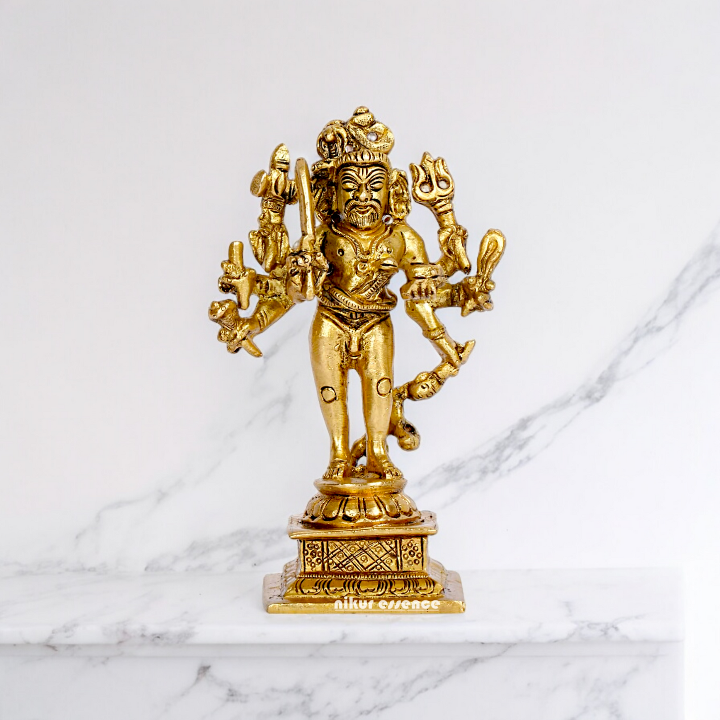 Lord Kaal Bhairava Mahakala Bahirav solid Brass idol - 5 inches Nikuressence