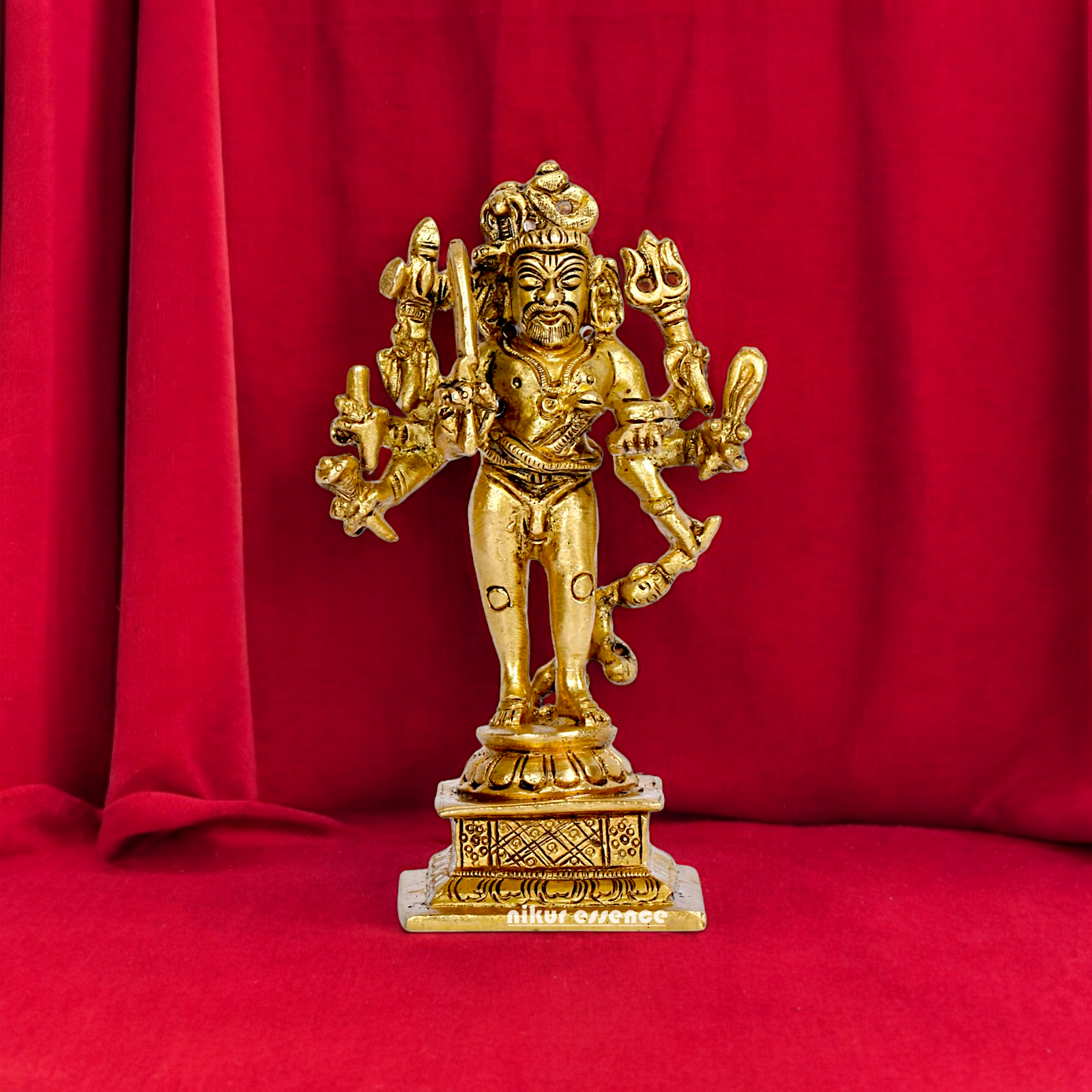 Lord Kaal Bhairava Mahakala Bahirav solid Brass idol - 5 inches Nikuressence