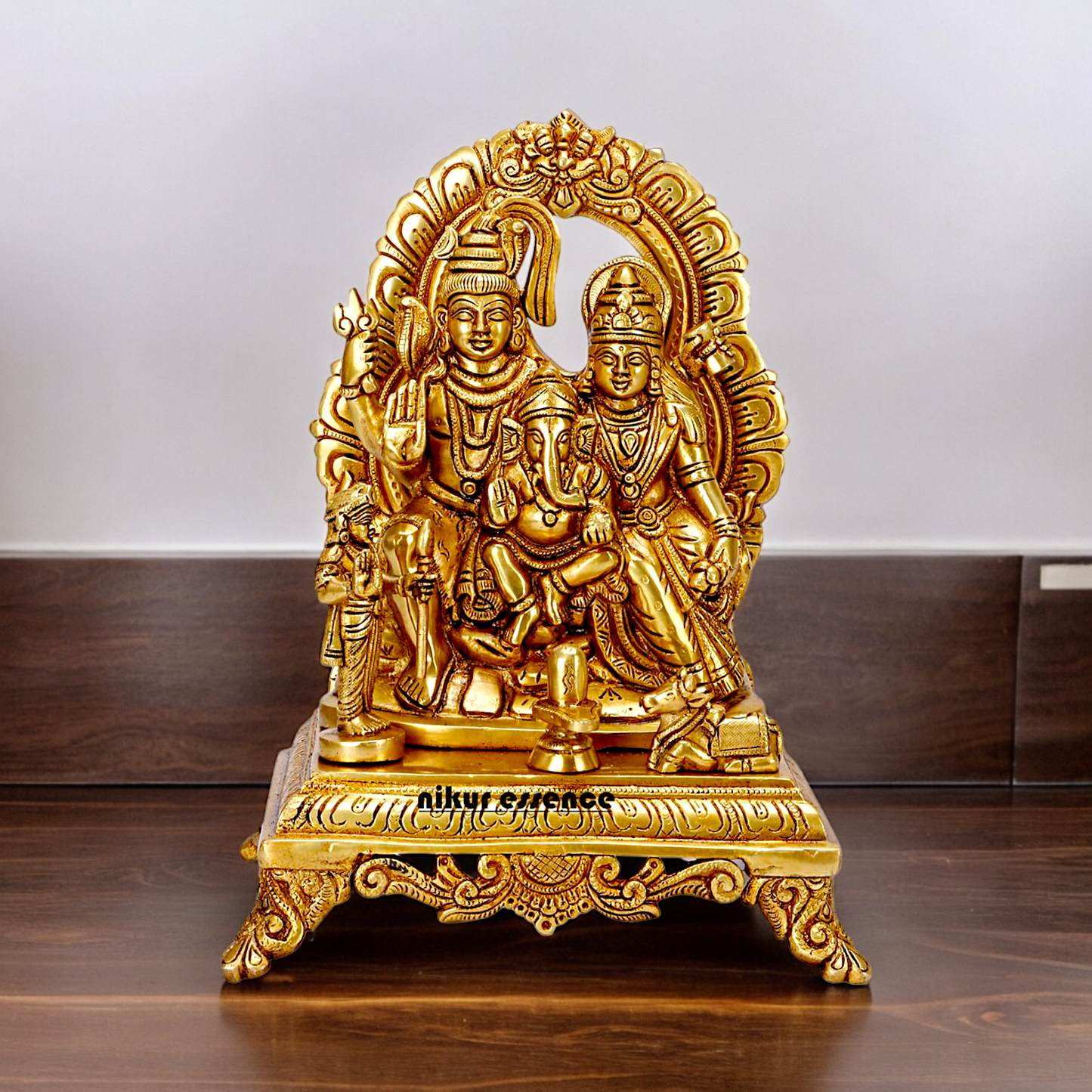 Solid Brass Shiva Parivar Shankar Bhagwan family idol - 12 inches Nikuressence
