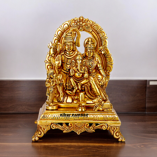 Solid Brass Shiva Parivar Shankar Bhagwan family idol - 12 inches Nikuressence