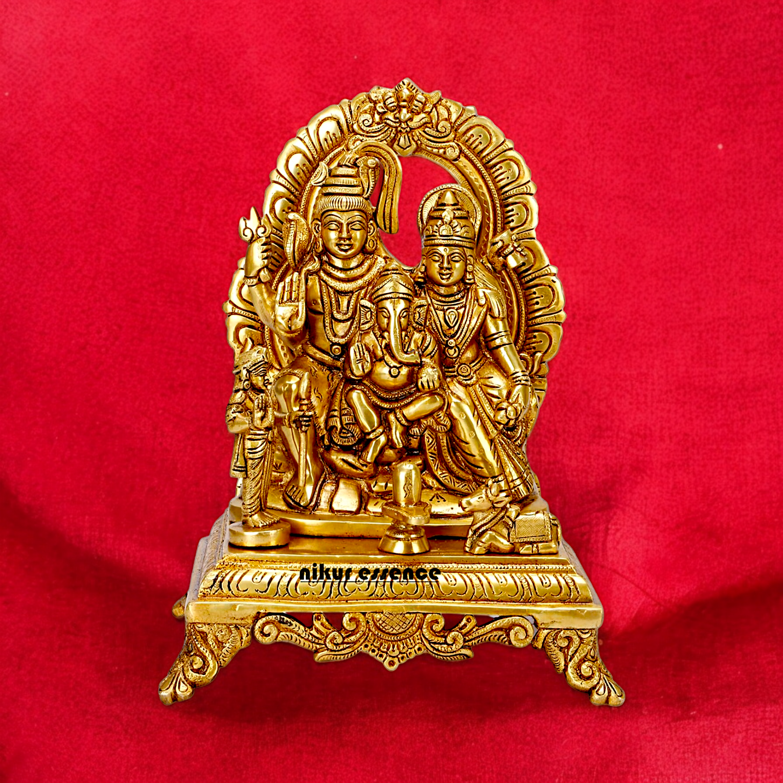 Solid Brass Shiva Parivar Shankar Bhagwan family idol - 12 inches Nikuressence