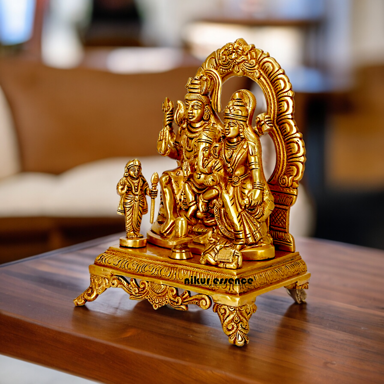 Solid Brass Shiva Parivar Shankar Bhagwan family idol - 12 inches Nikuressence