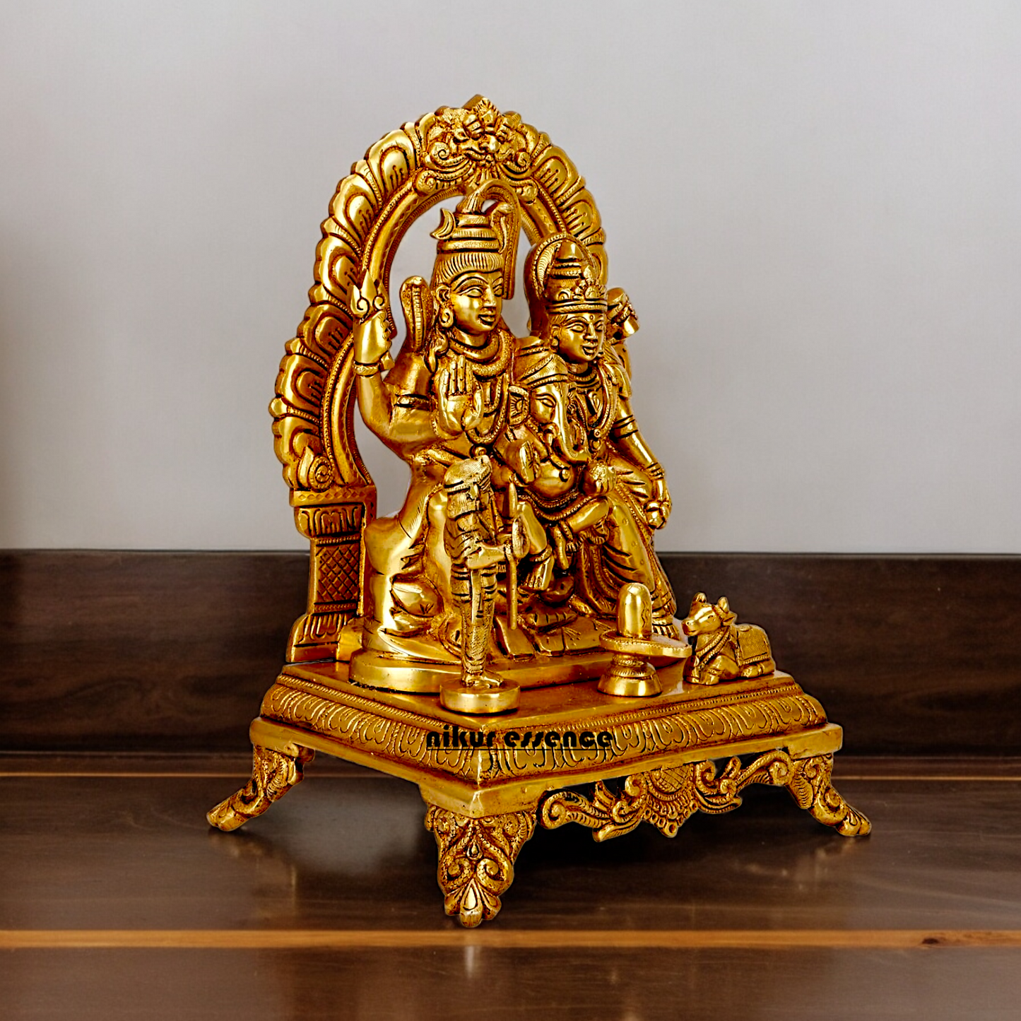 Solid Brass Shiva Parivar Shankar Bhagwan family idol - 12 inches Nikuressence