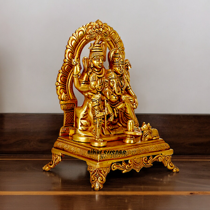 Solid Brass Shiva Parivar Shankar Bhagwan family idol - 12 inches Nikuressence