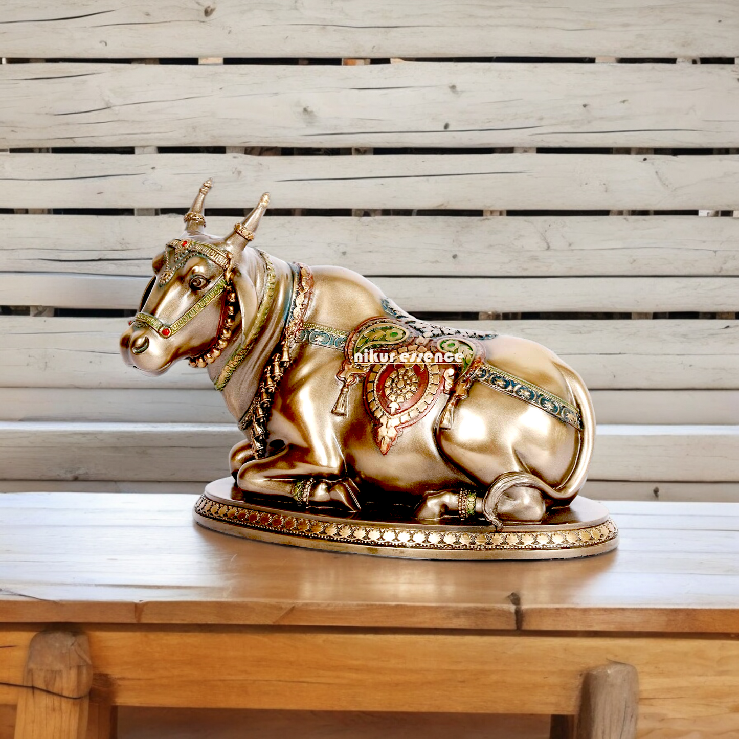 Bronze Shiv Nandi cow idol- 6.5 inches Nikuressence