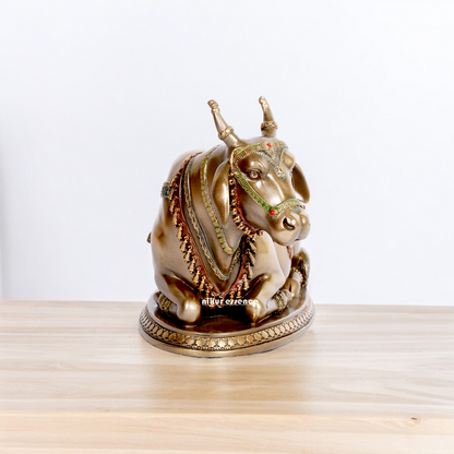 Bronze Shiv Nandi cow idol- 6.5 inches Nikuressence