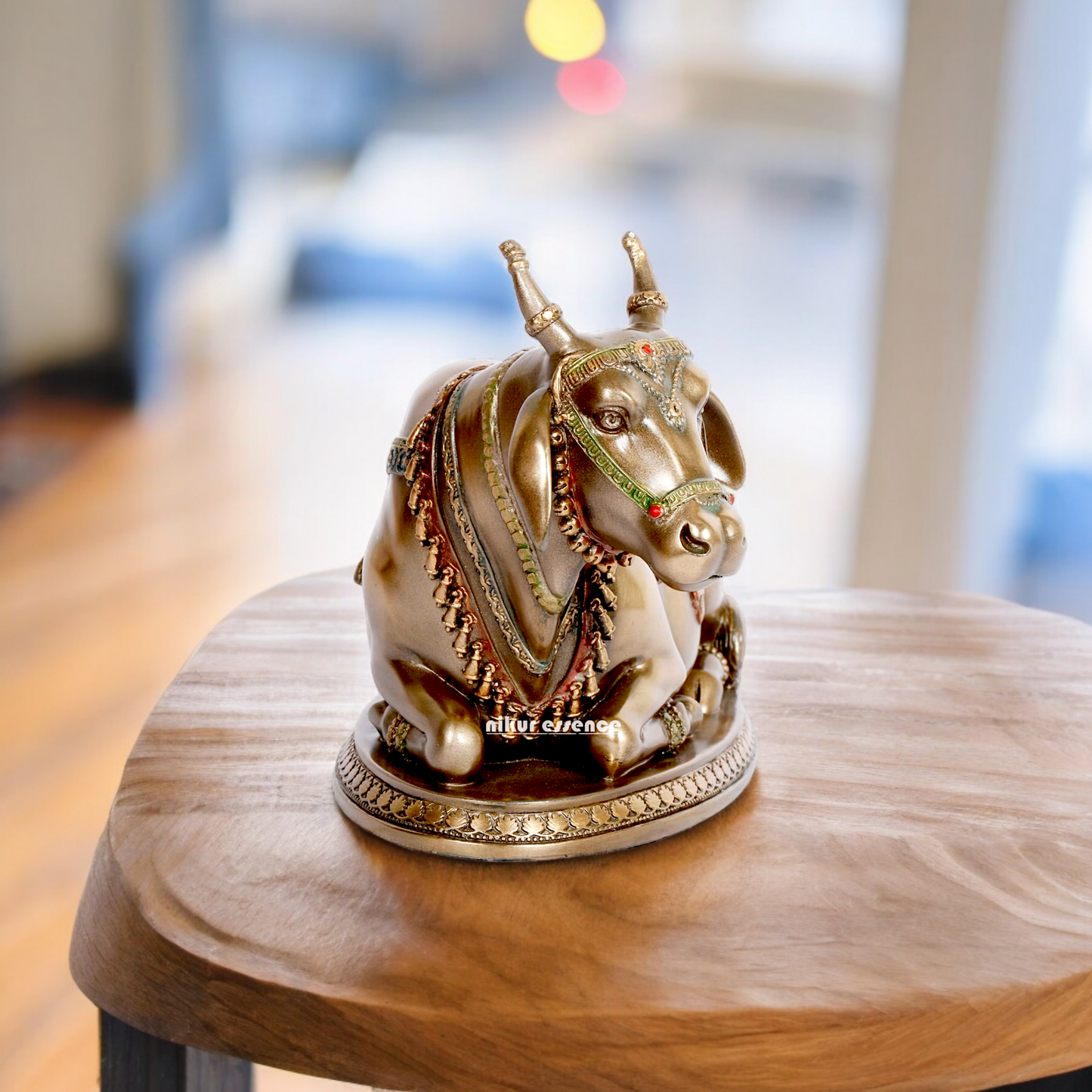 Bronze Shiv Nandi cow idol- 6.5 inches Nikuressence