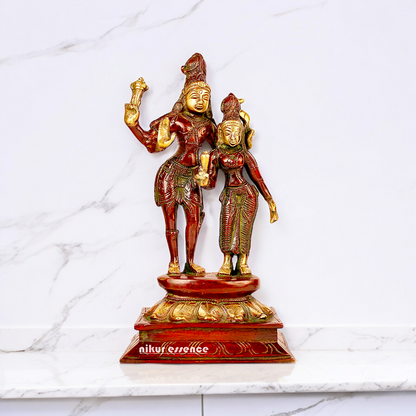 Online Shiva Parvati brass idol - 9 inches Nikuressence