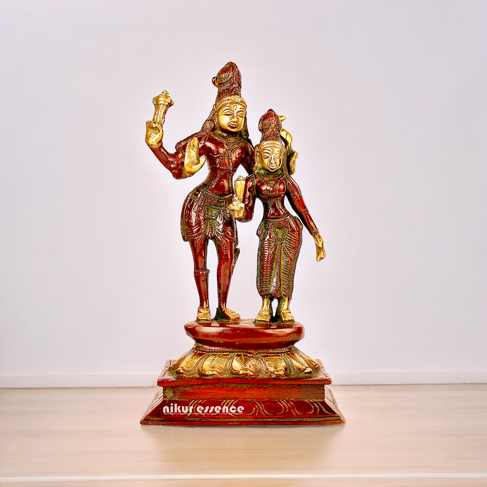 Online Shiva Parvati brass idol - 9 inches Nikuressence