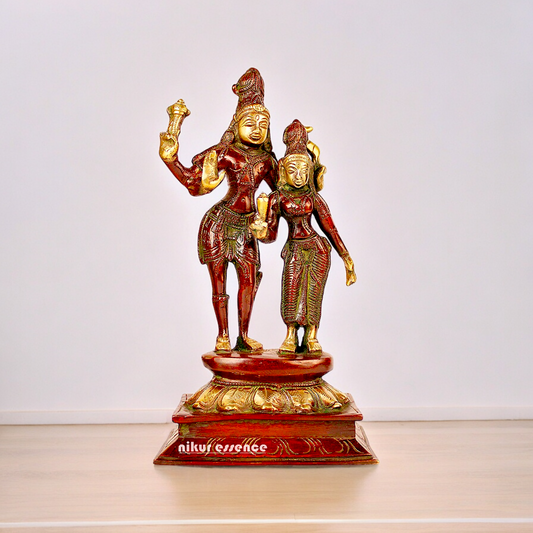 Online Shiva Parvati brass idol - 9 inches Nikuressence
