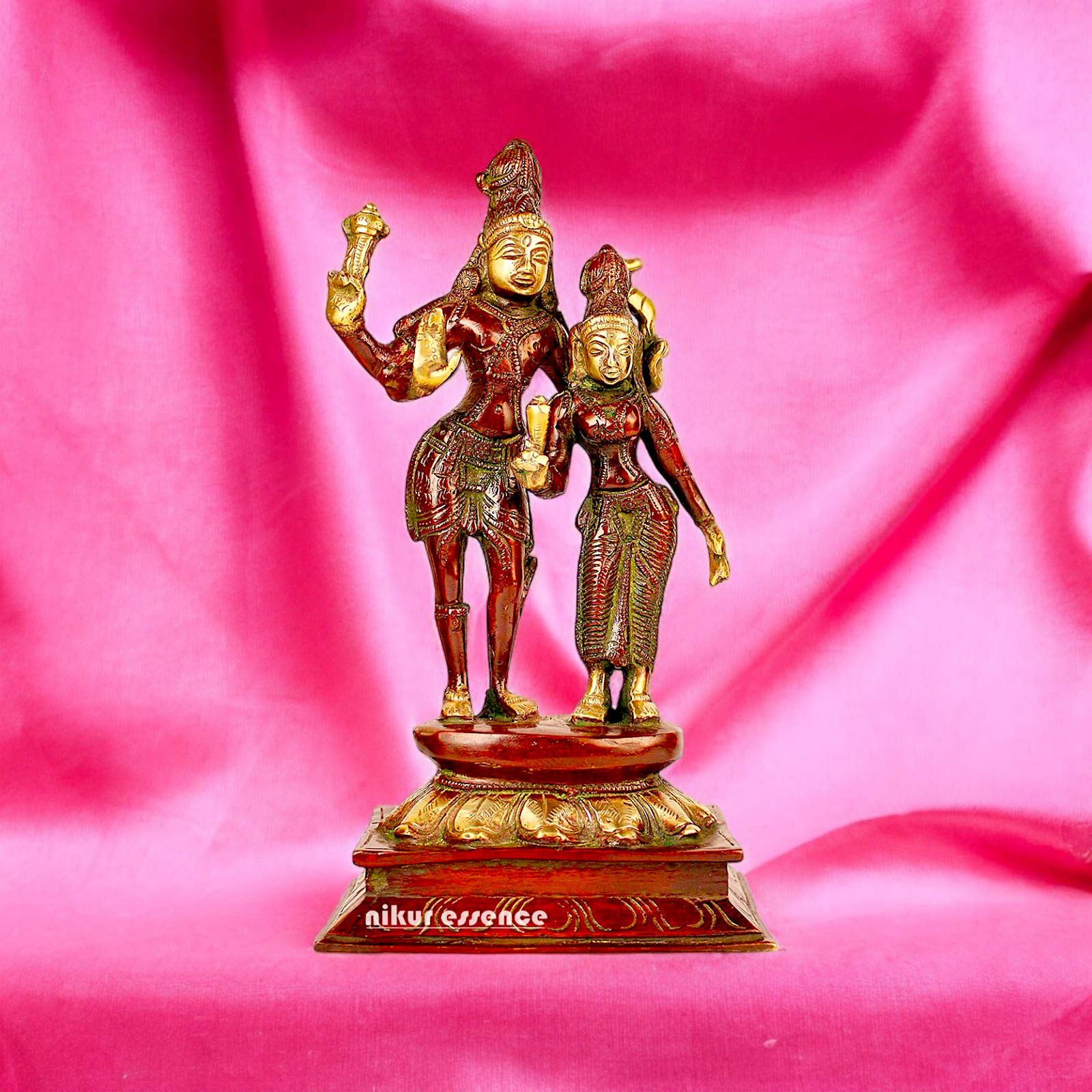 Online Shiva Parvati brass idol - 9 inches Nikuressence